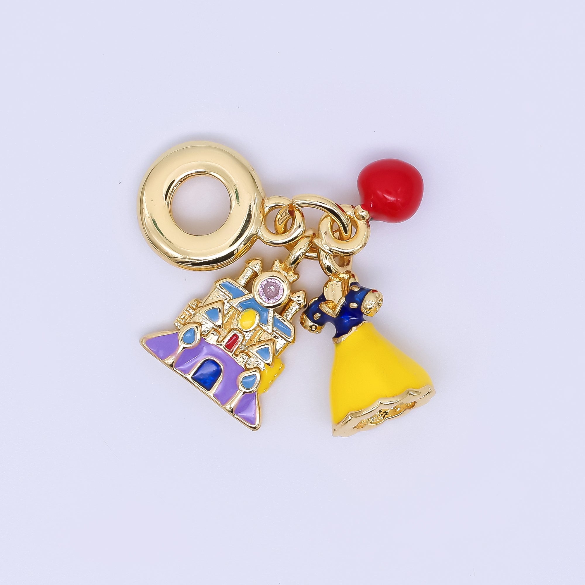 24K Gold Filled 15mm Palace, Dress, Poison Apple Princess Set European Style Rondelle Bail Drop Charm | AC1636