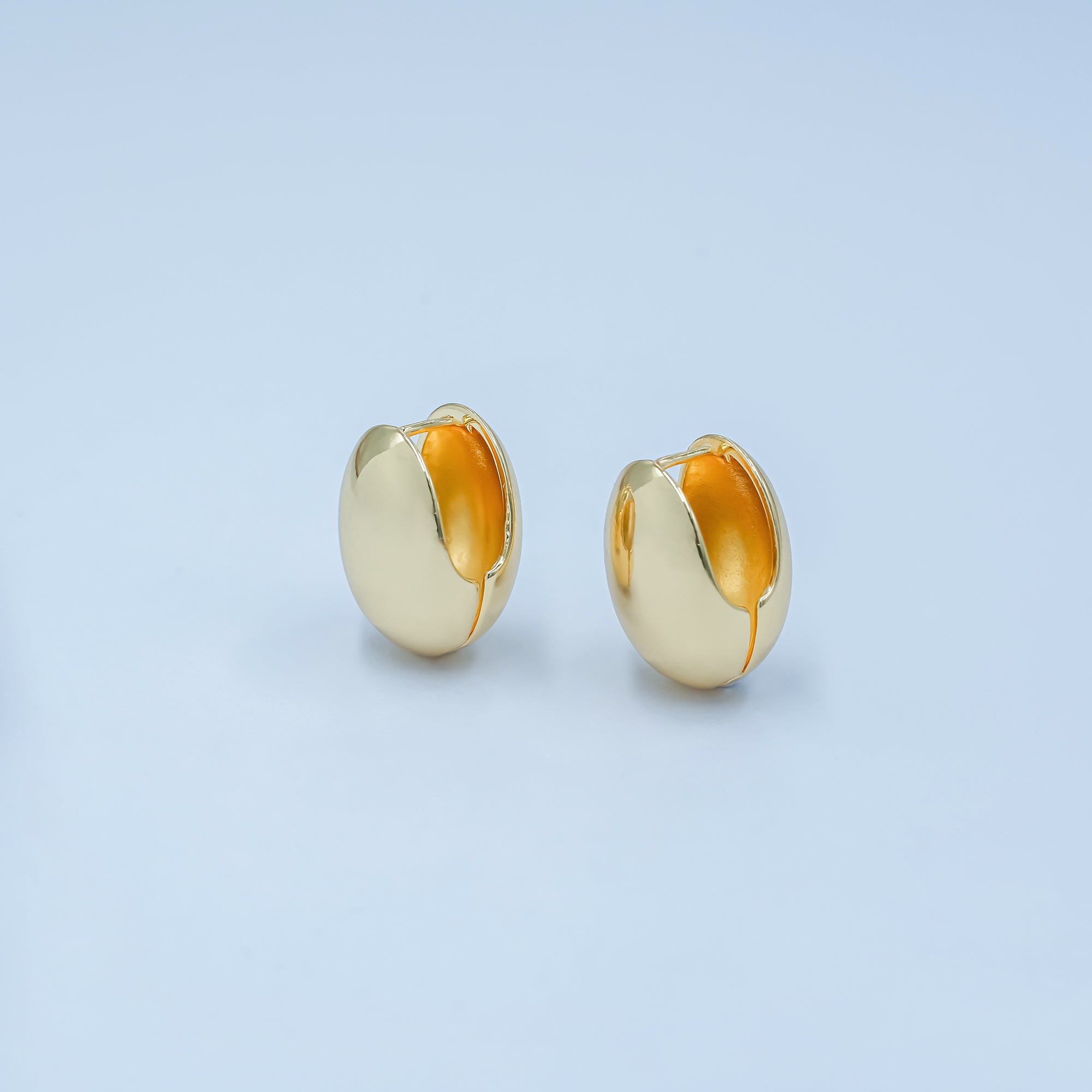 24K Gold Filled Minimalist Oblong Dome Hoop Earrings | AD1202