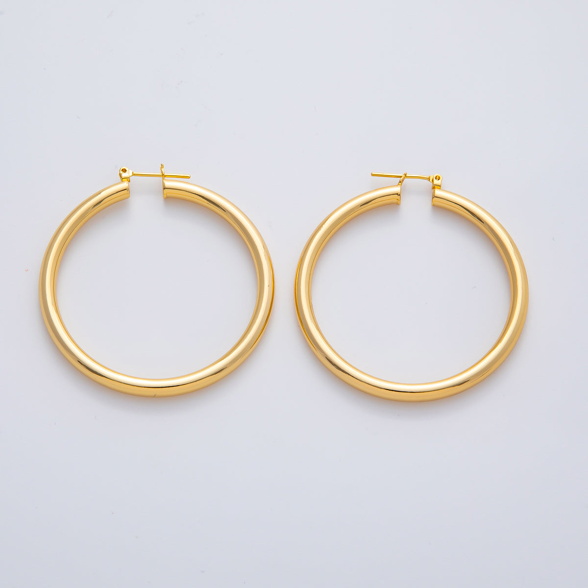 18K Gold Filled 50mm Minimalist Band Latch Hoop Earrings | AD1603