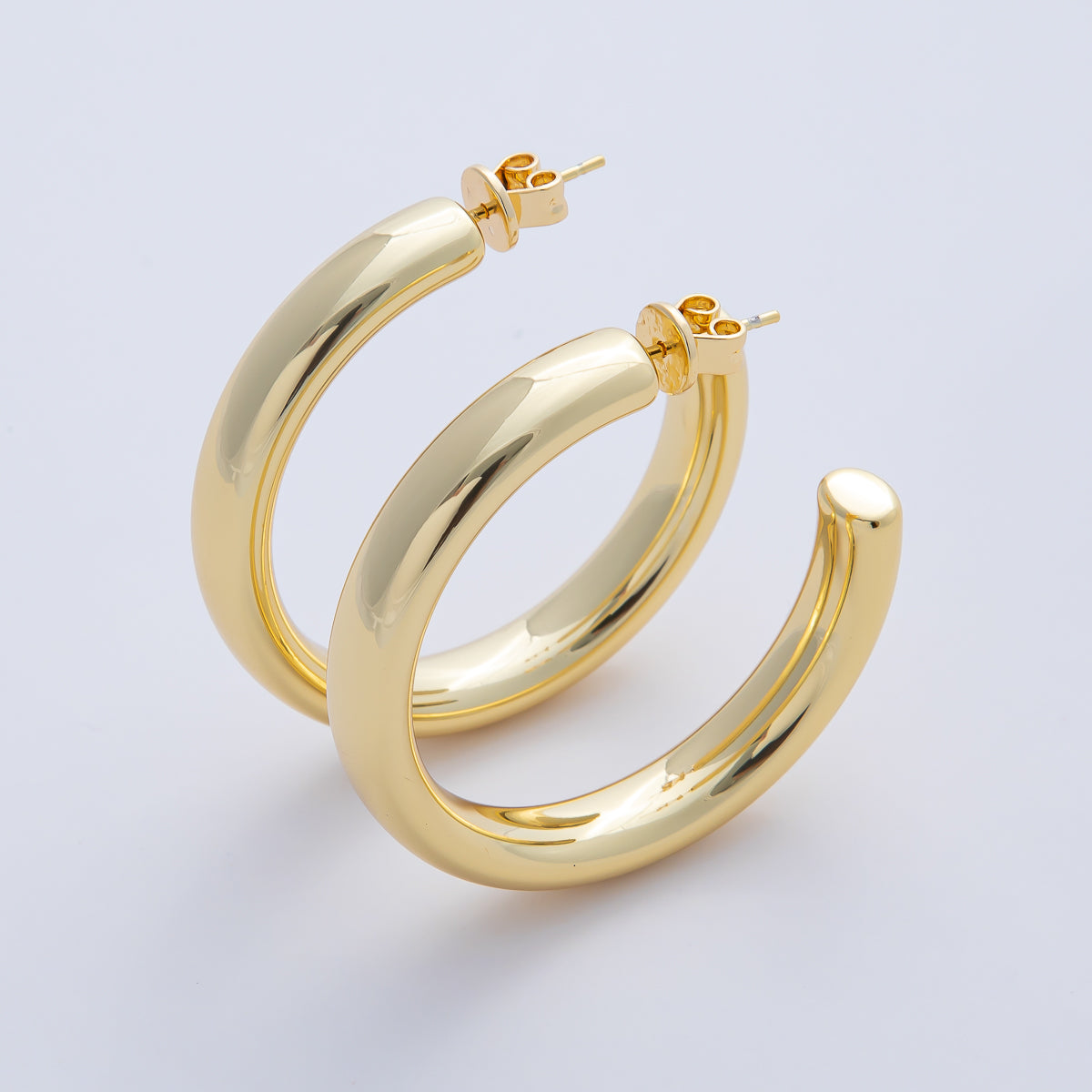 18K Gold Filled 40mm Minimalist C-Shaped Hoop Earrings | AD1652