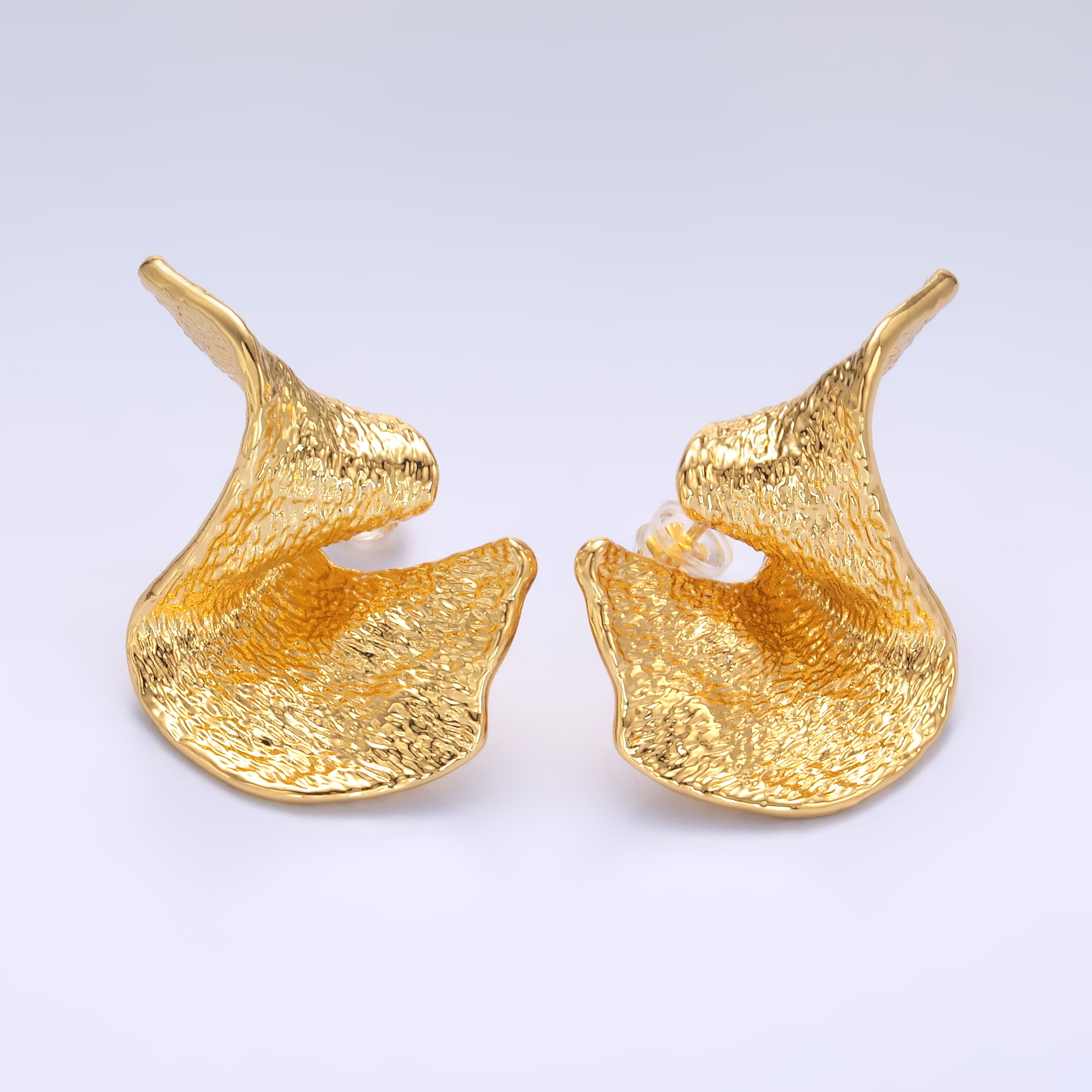 24K Gold Filled Geometric Hammered Foil Stud Earrings | AD569