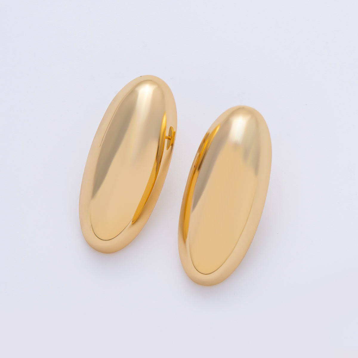 18K Gold Filled 33mm Oval Dome Stud Earrings | AE625