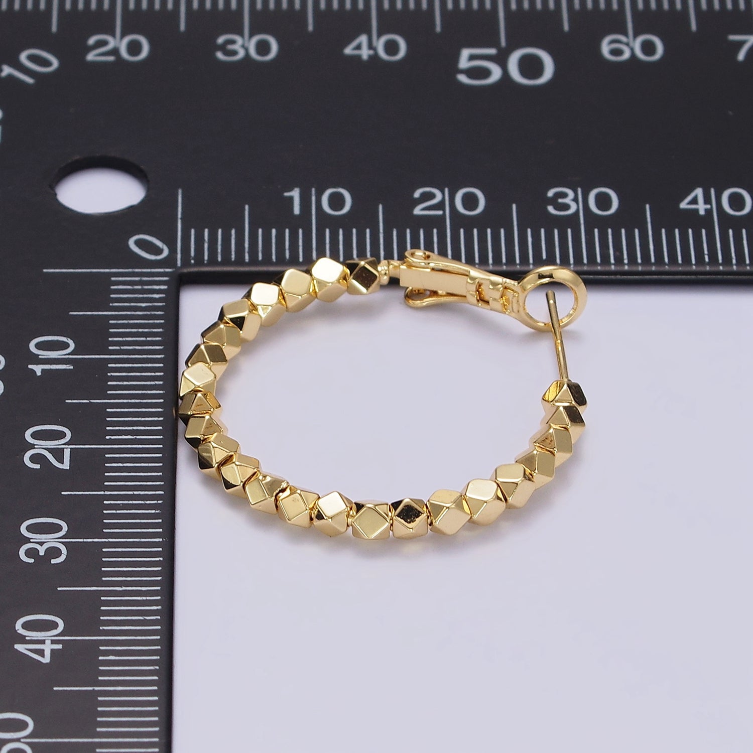 14K Gold Filled 30mm Geometric Bead Hinge Hoop Earrings | AE688
