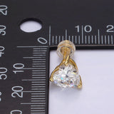14K Gold Filled 6.5mm, 9mm Clear CZ Heart Bezel Stud Earrings | AE599 AE762 - DLUXCA