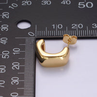 14K Gold Filled 15mm Hexagonal Minimalist C-Shaped Hoop Earrings | AE950 - DLUXCA