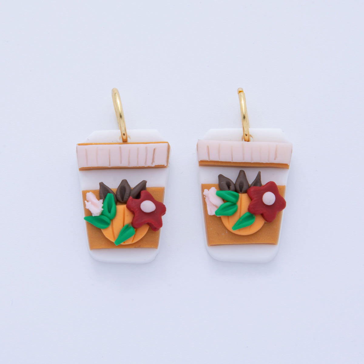 18K Gold Filled Multicolor Fruit Drink Polymer Clay Charm | AF375