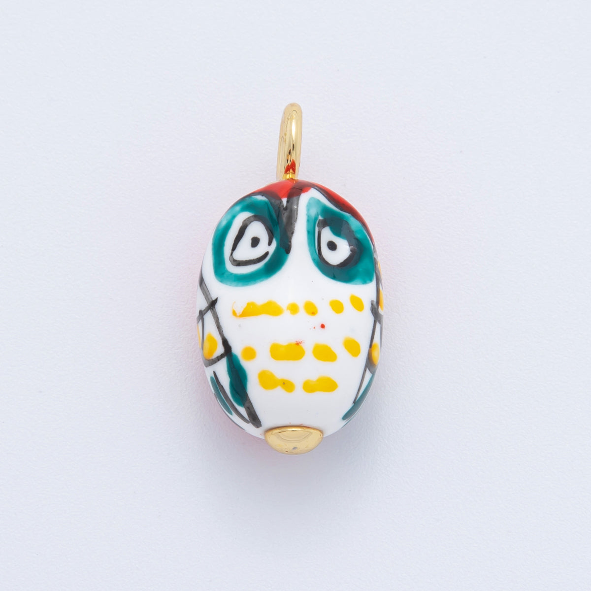 18K Gold Filled White, Red,Yellow, Blue Owl Bird Animal Ceramic Drop Pendant | AF696 AF697
