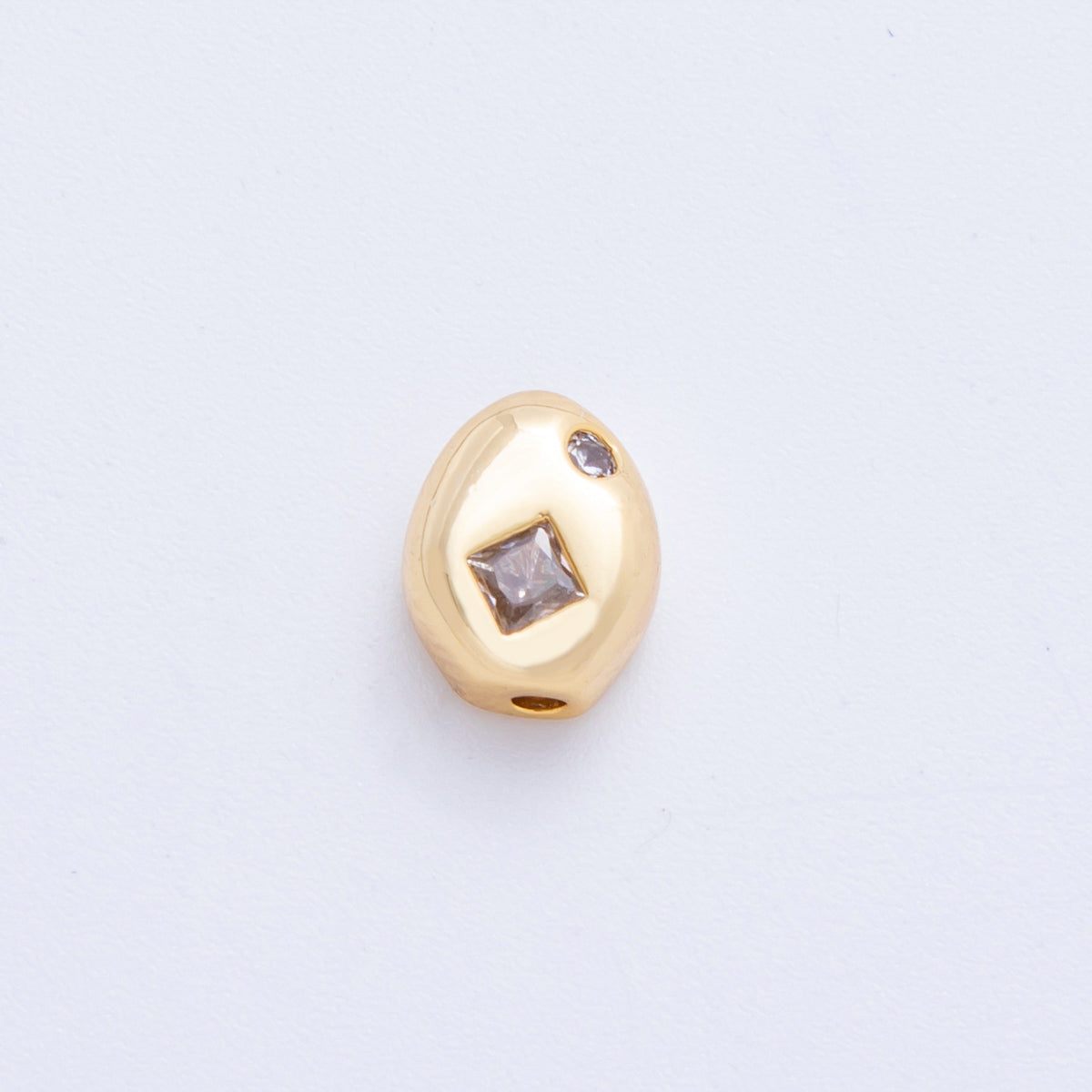 18K Gold Filled Clear, Pink Rhombus CZ Geometric Oval Bead | AF1022 AF1023