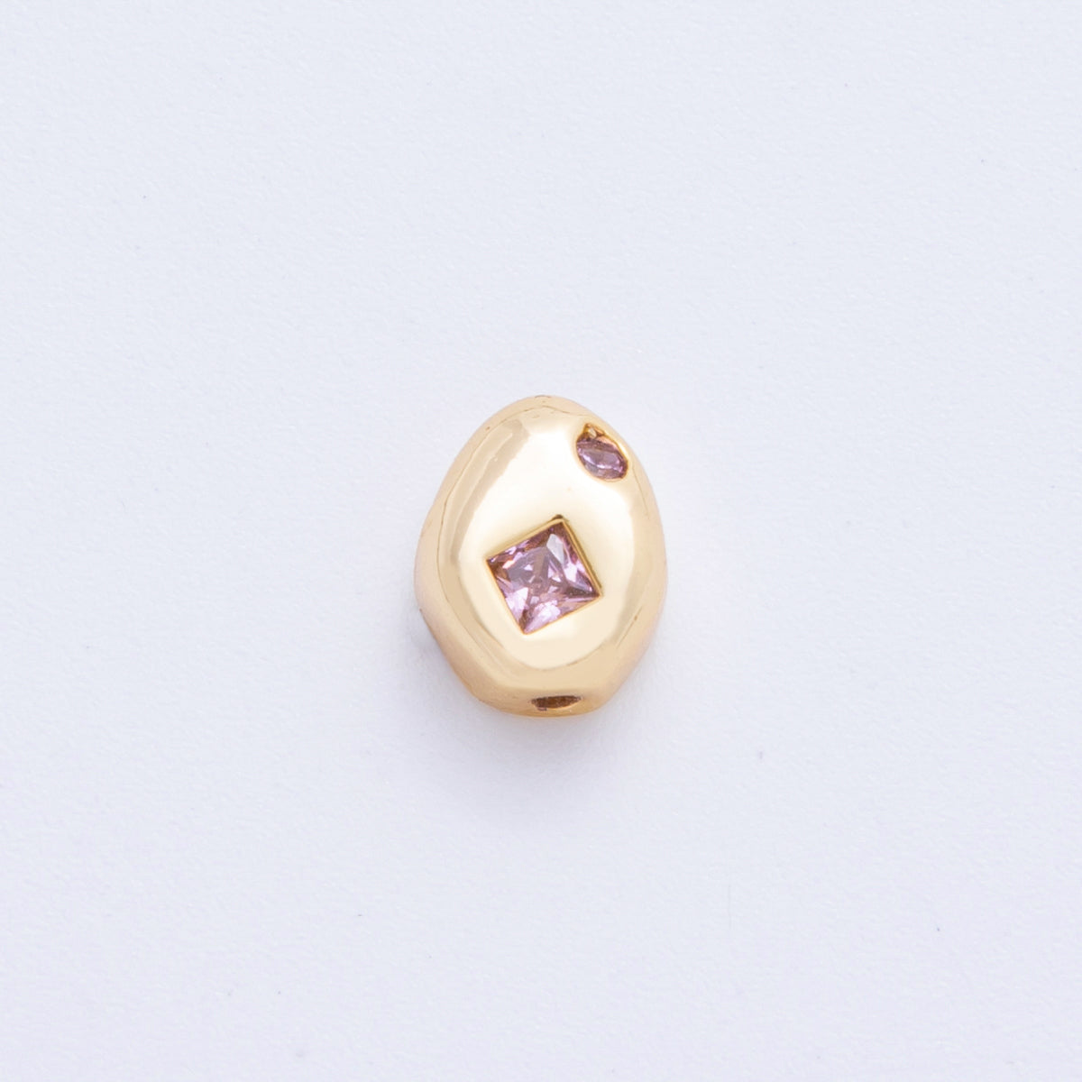 18K Gold Filled Clear, Pink Rhombus CZ Geometric Oval Bead | AF1022 AF1023