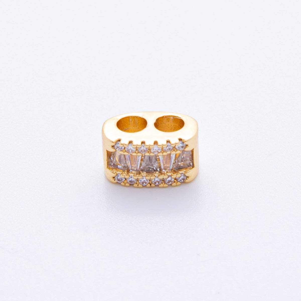 18K Gold Filled 10mm Micro Paved CZ Double Loop Clasp for Adjustable Cord necklace Component | AF1024