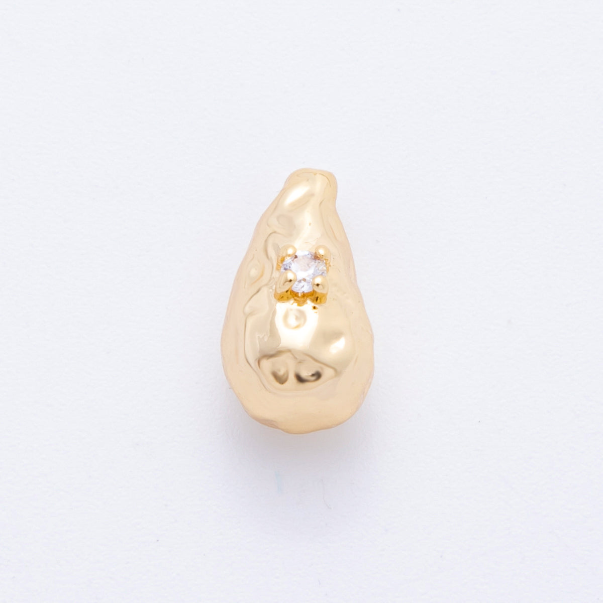 18K Gold Filled Clear CZ Molten Gold Teardrop Charm | AF1025