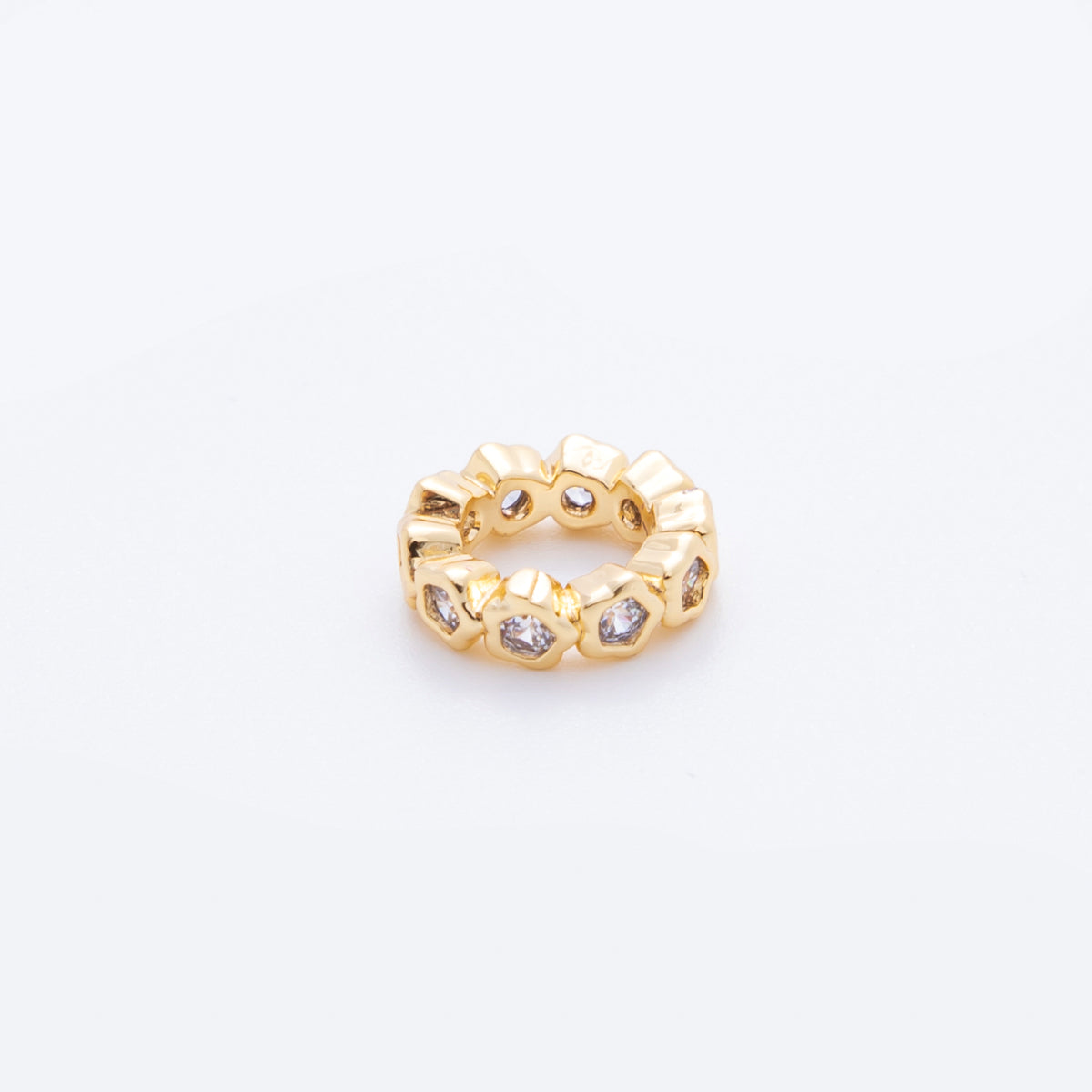 18K Gold Filled Clear CZ Celestial Rondelle Bead Spacer | AF1029