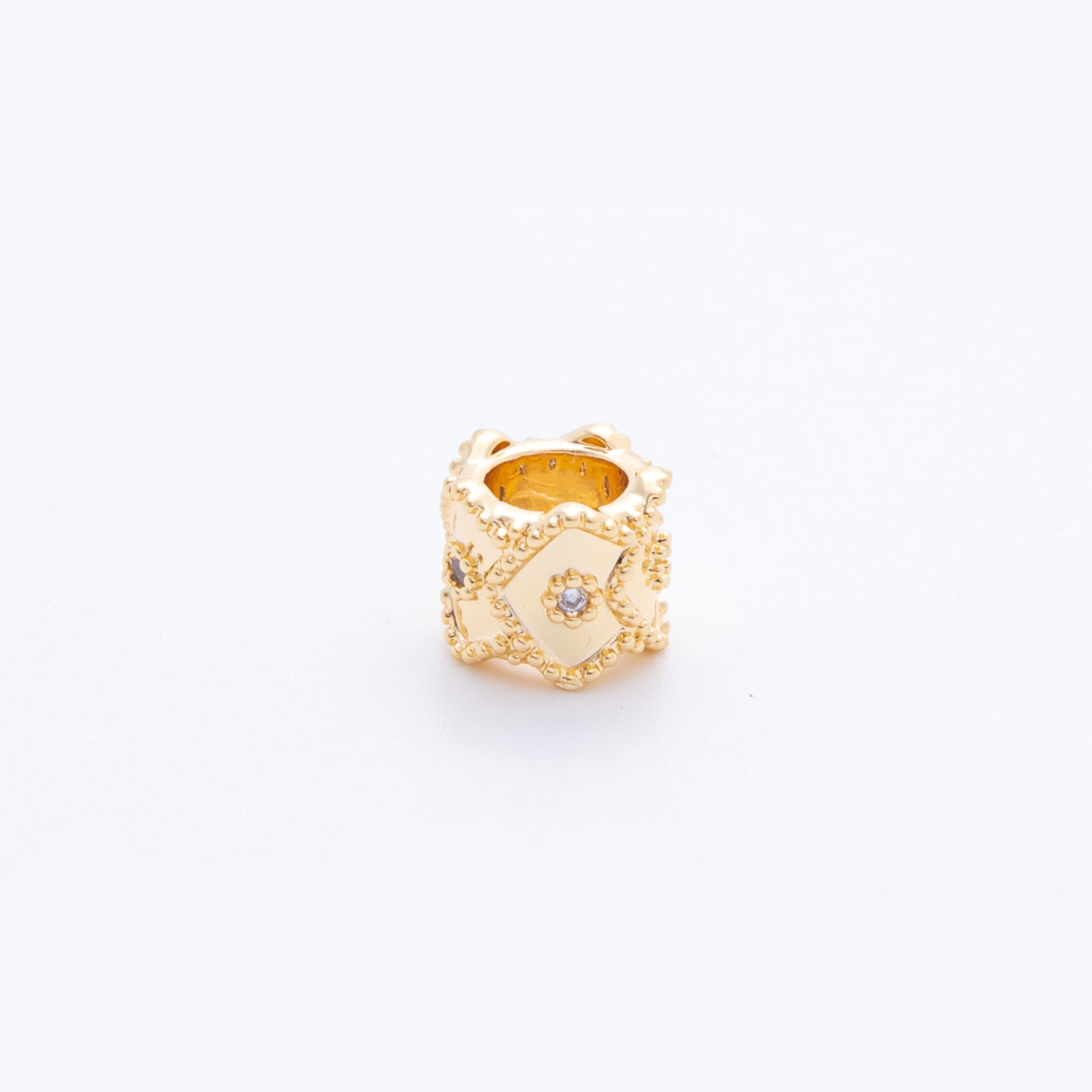 18K Gold Filled CZ Dotted Geometric Rondelle Bead Spacer | AF1030