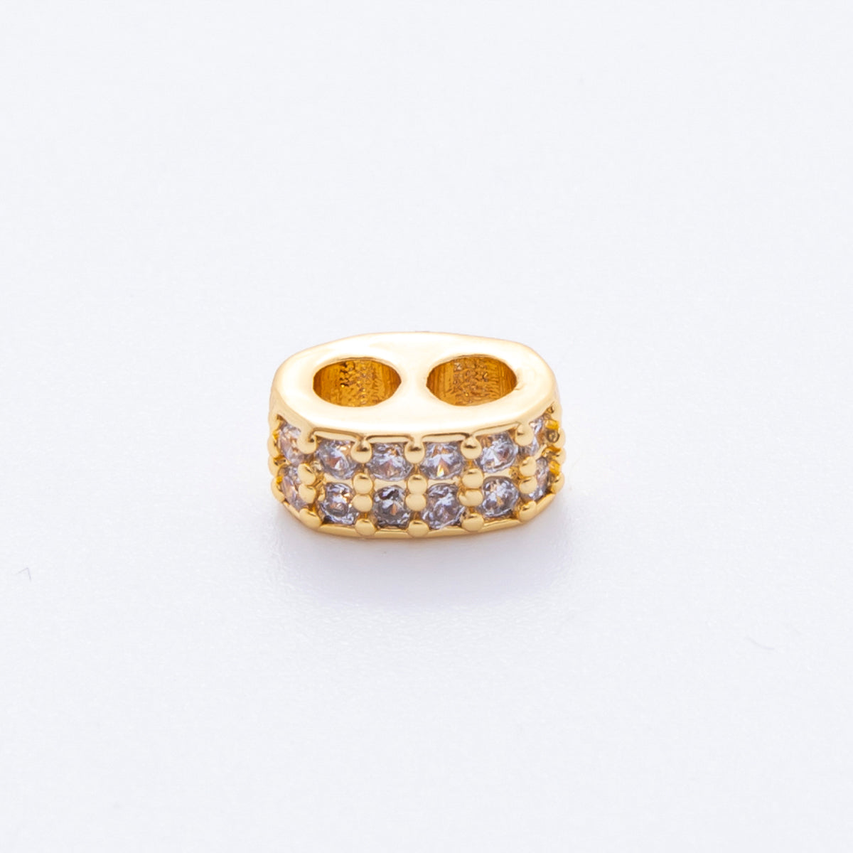 18K Gold Filled 9mm Micro Paved CZ Double Loop for Cord Necklace Component Adjustable Clasp | AF1031