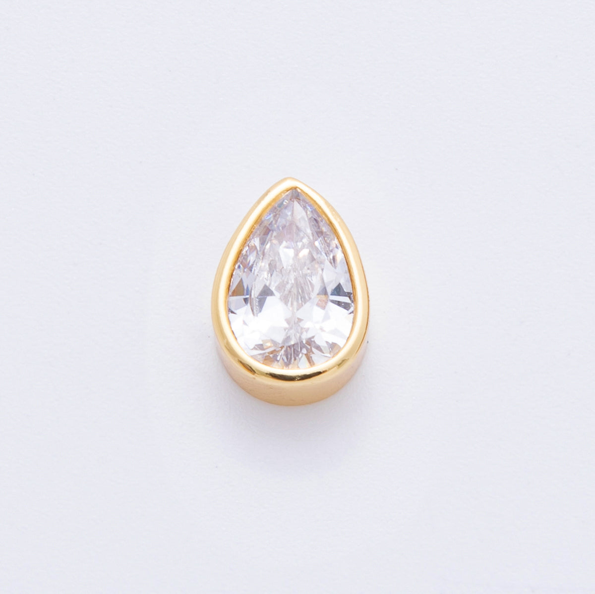18K Gold Filled Clear, Red, Green, Pink CZ Teardrop Bezel Bead | AF1032