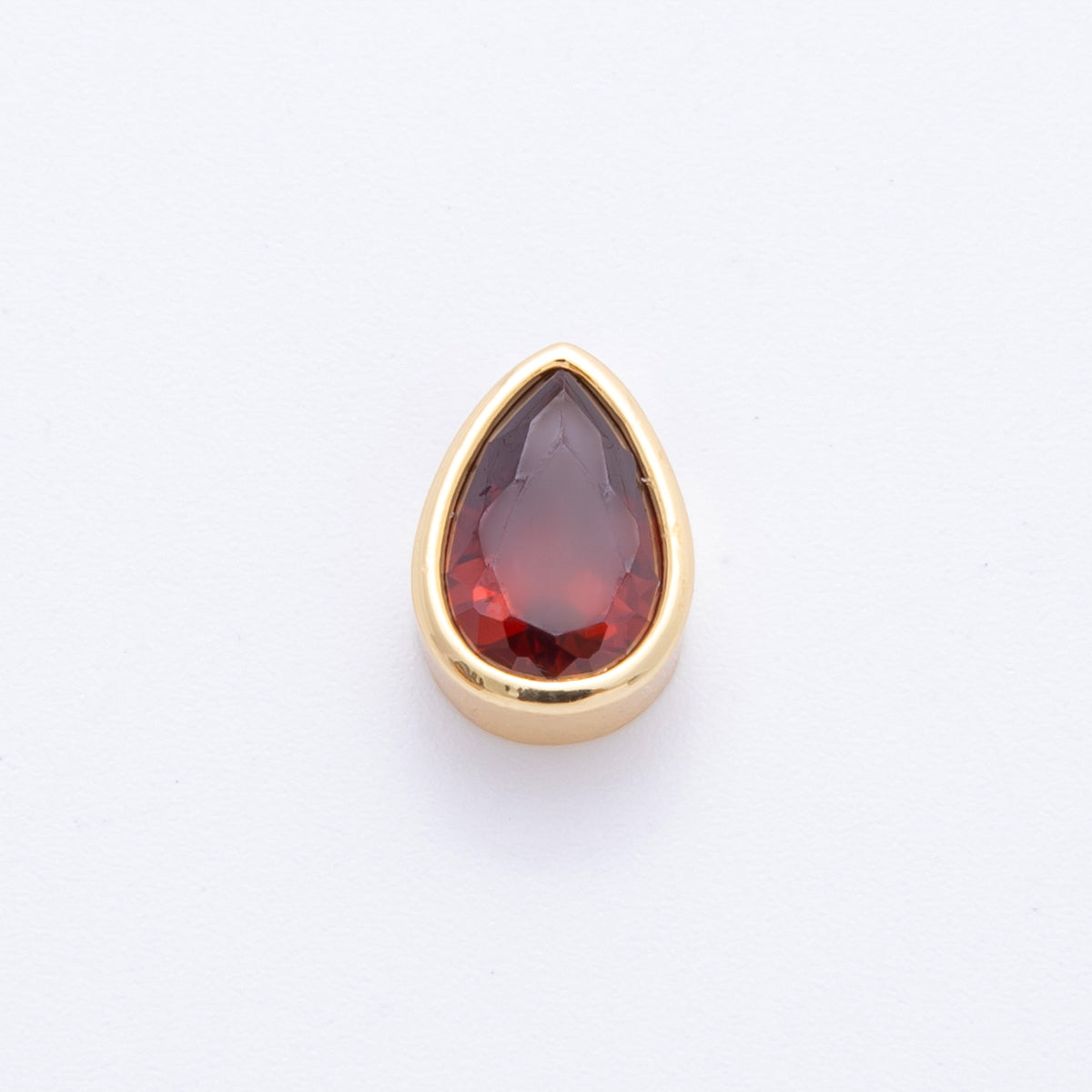 18K Gold Filled Clear, Red, Green, Pink CZ Teardrop Bezel Bead | AF1032