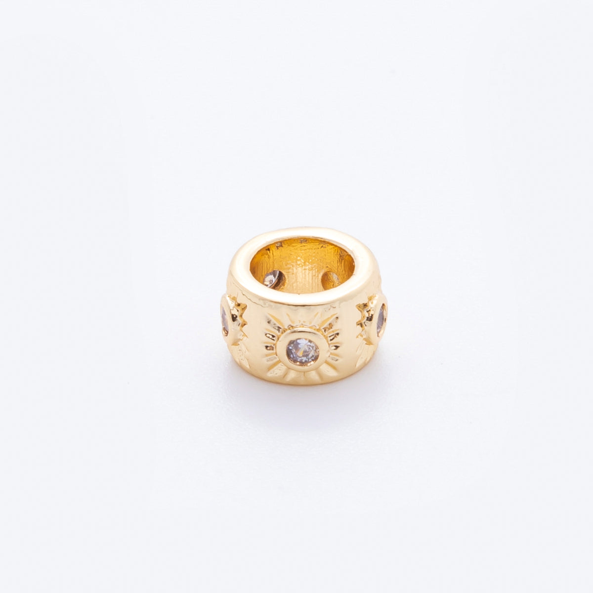 18K Gold Filled Clear CZ Celestial Sun Ray Rondelle Bead Spacer | AF1038