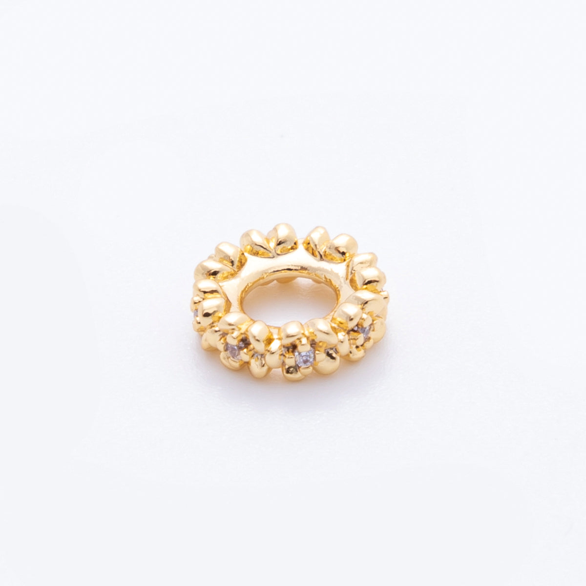 18K Gold Filled 9mm CZ Daisy Flower Thin Bead Spacer | AF1042