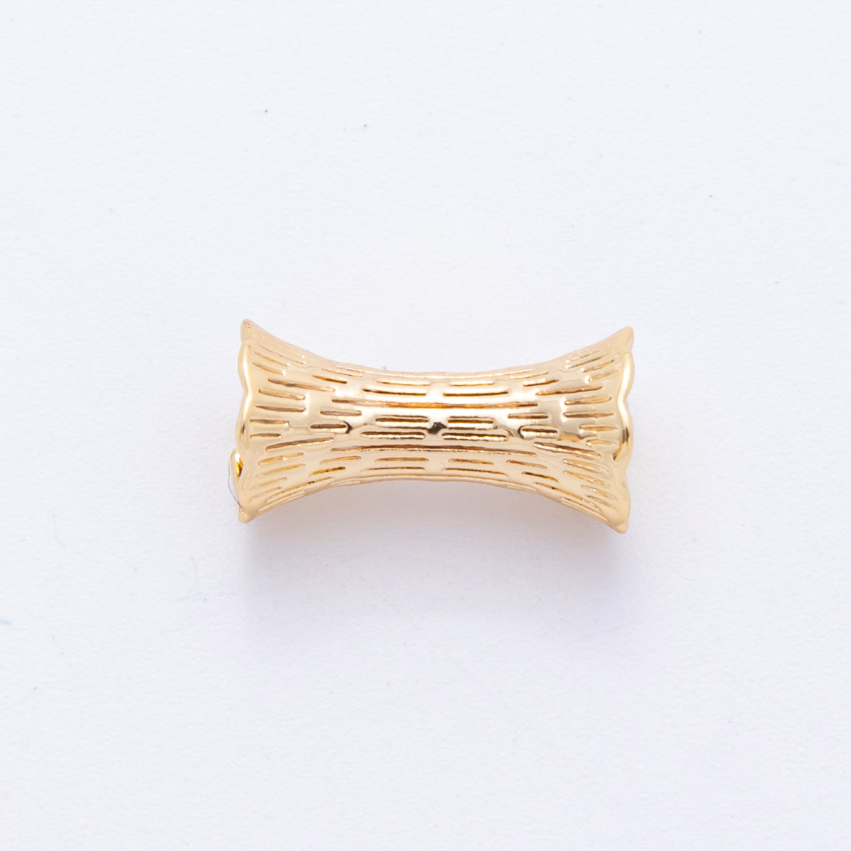 18K Gold Filled 7mm Lined Textured Curved Tube Bead Spacer | AF1050