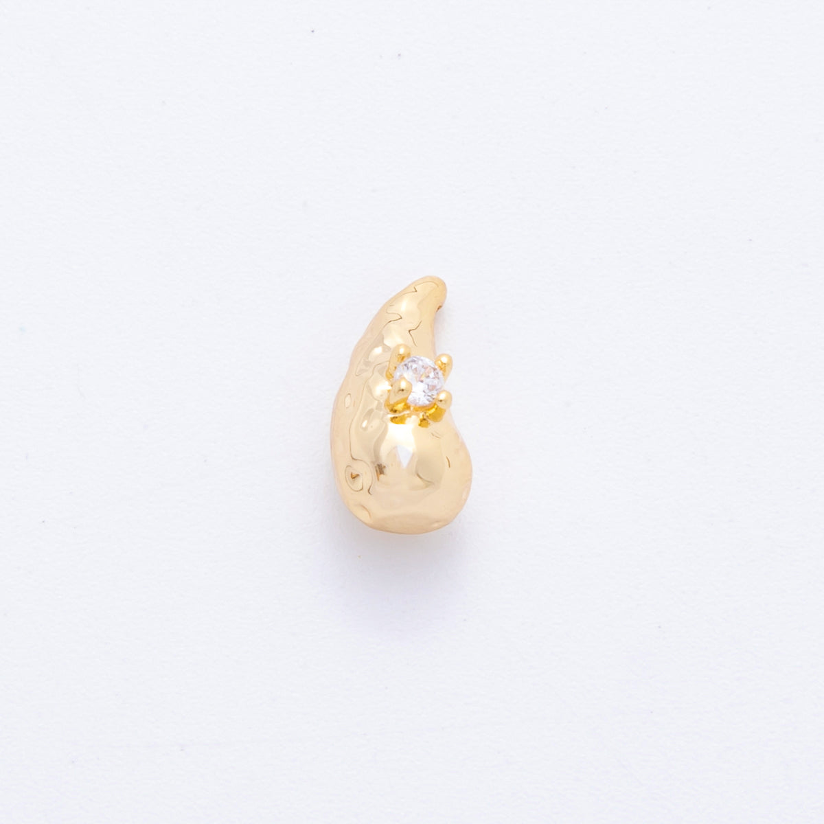 18K Gold Filled 11.5mm Clear CZ Molten Gold Teardrop Charm | AF1055