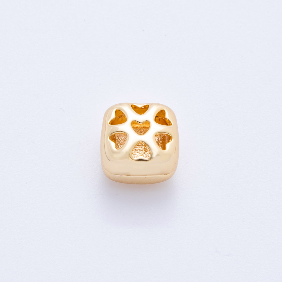 18K Gold Filled 11.6mm Heart Filigree Square Bead Spacer | AF1058