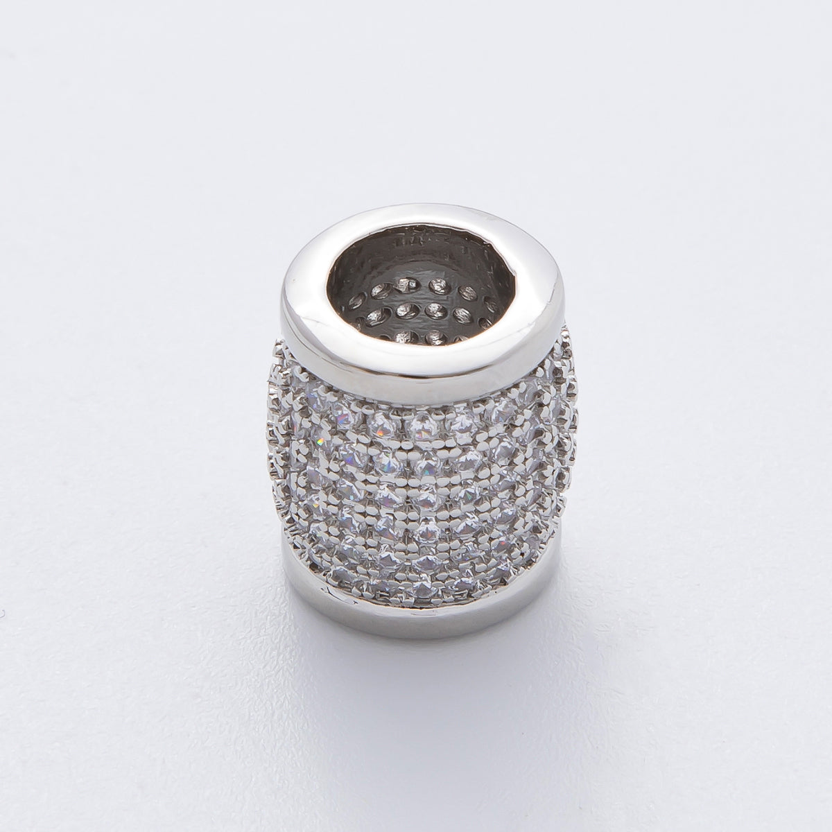 18K Gold Filled 16mm Micro Paved CZ Big Barrel Tube Slider Bead Spacer in Gold & Silver | AF-A1066