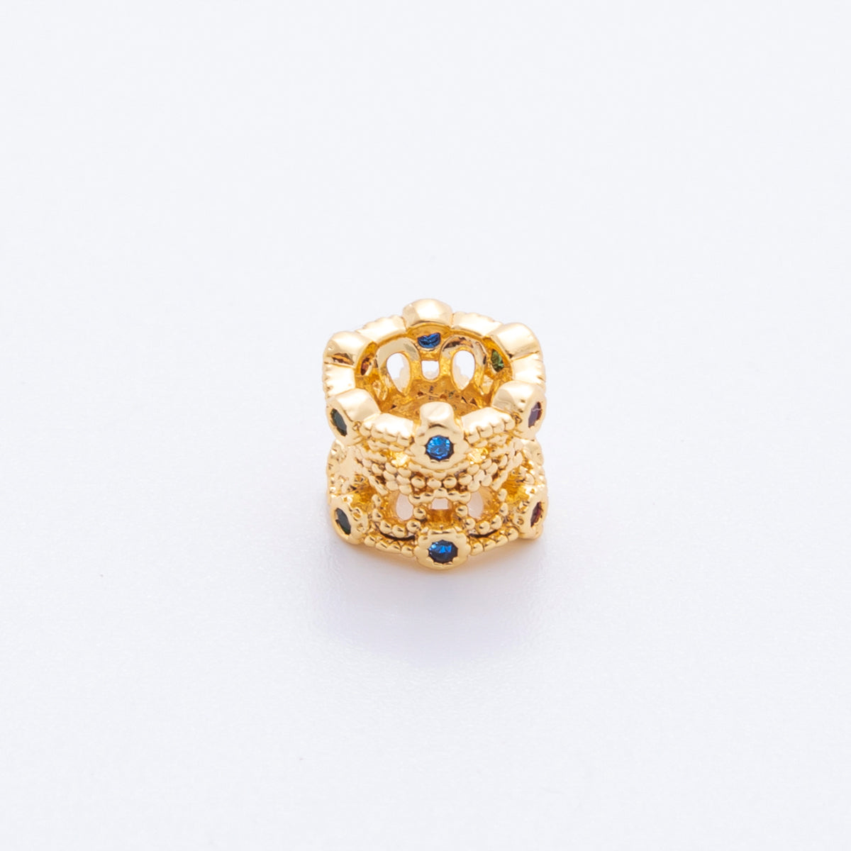 18K Gold Filled 6mm Multicolor CZ Barrel Tube Bead Spacer | AF-A1068