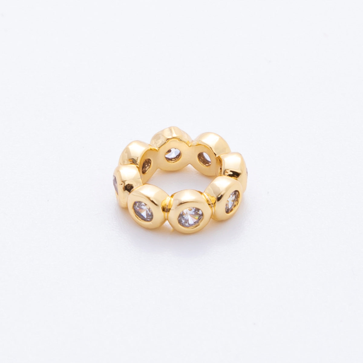 18K Gold Filled 10mm Round CZ Donut Bead Spacer | AF-A1069