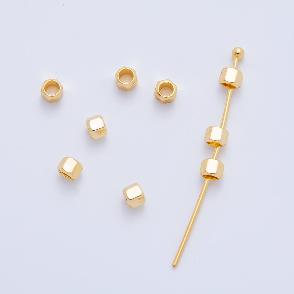 18K Gold Filled 2mm Tiny Hex Tube Bead Spacer | AF-A1078