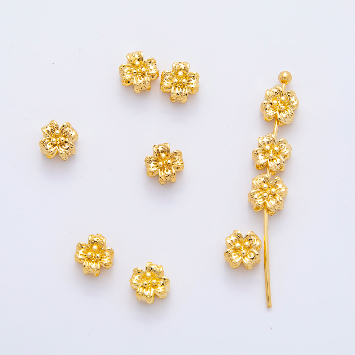 10pcs 18K Gold Filled 5mm Tiny Floral Flower Bead Spacer | AF-A1080