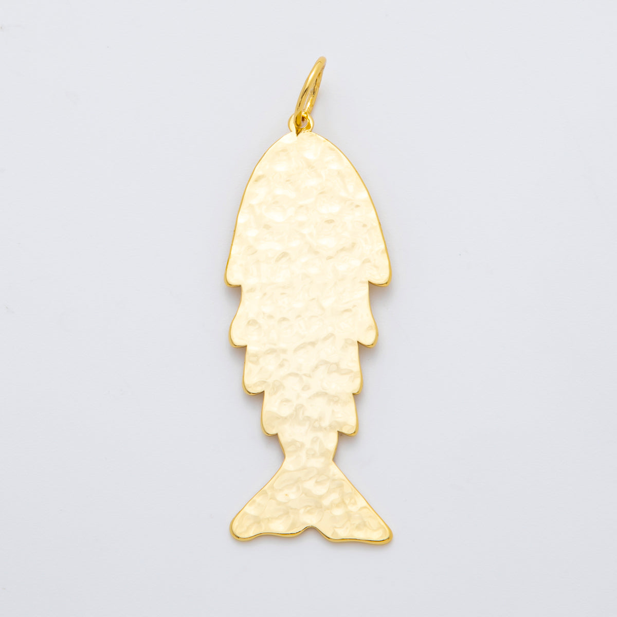 18K Gold Filled 67.5mm Minimalist Textured Sardine Fish Charm | AF1311