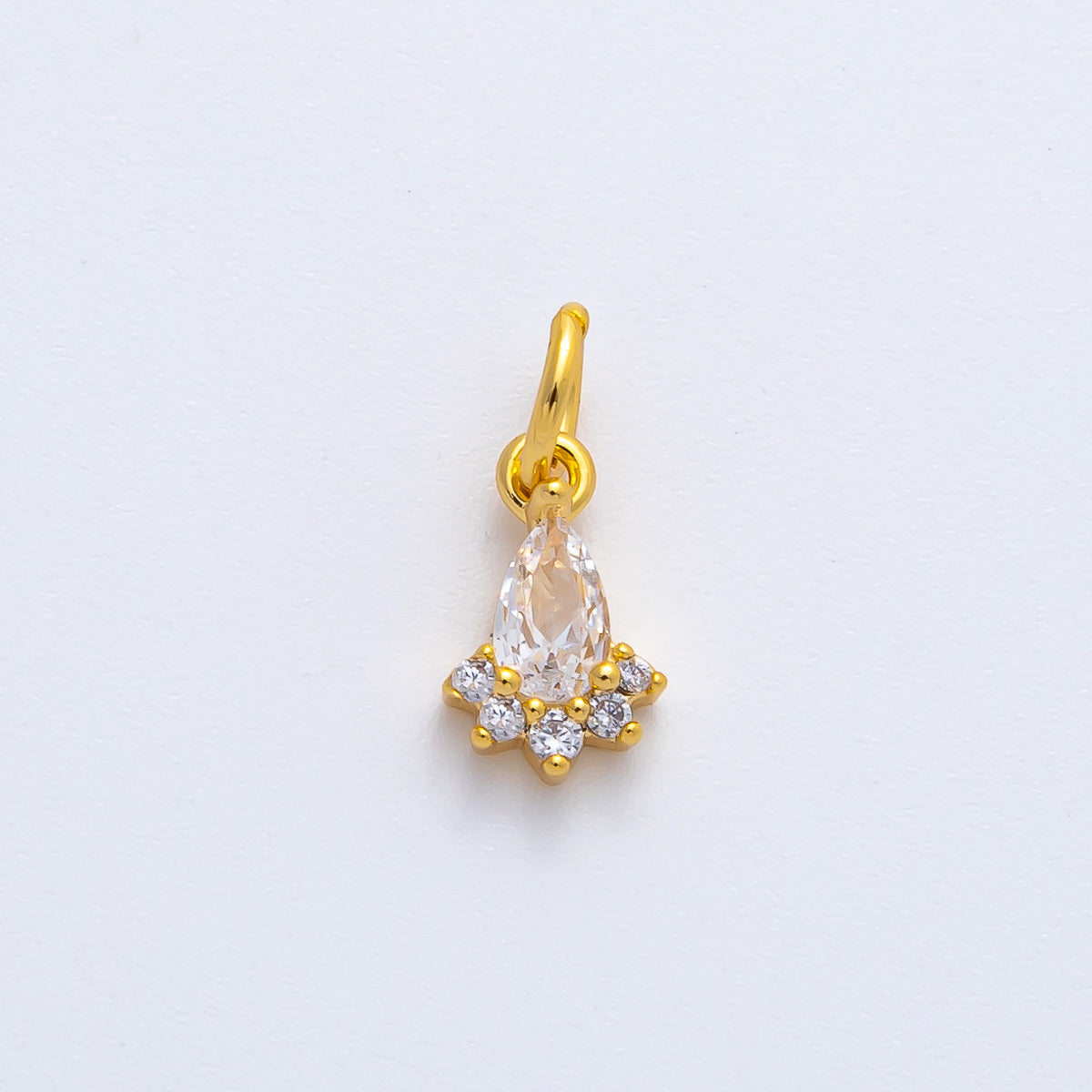 18K Gold Filled 13mm Teardrop Cluster Clear CZ Mini Charm in Gold & Silver | AF1365