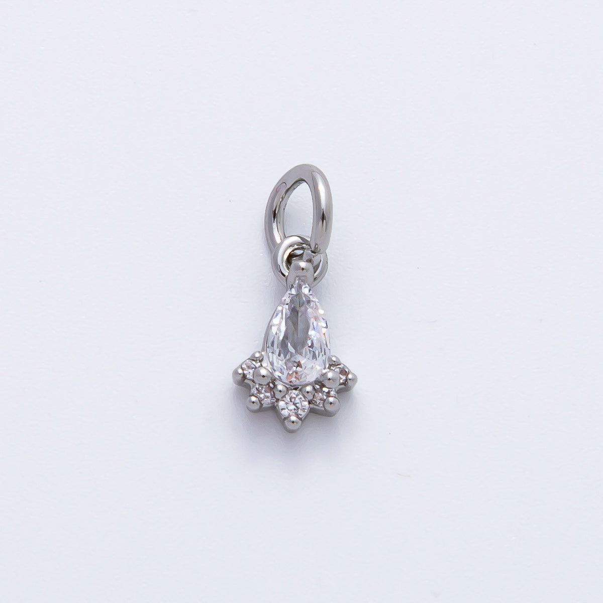 18K Gold Filled 13mm Teardrop Cluster Clear CZ Mini Charm in Gold & Silver | AF1365