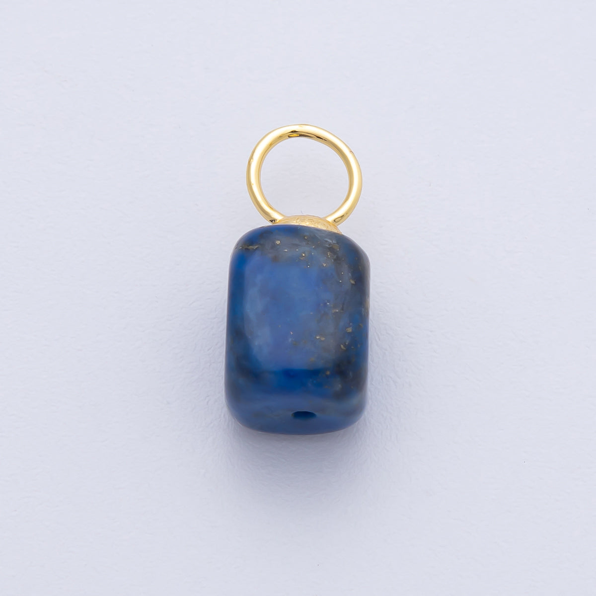 18K Gold Filled 17mm Geometrical Cube Lapis Gemstone Drop Charm | AF1393