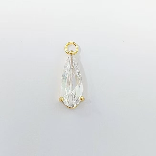18K Gold Filled 19mm Clear Teardrop CZ Minimalist Drop Charm | AF1400