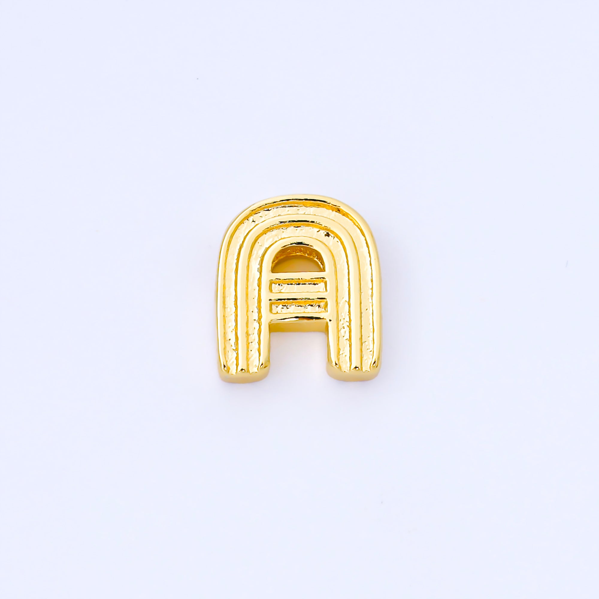 24K Gold Filled 15mm Initial Letter Alphabet Groovy Initial Spacer Bead | AF066 - AF078