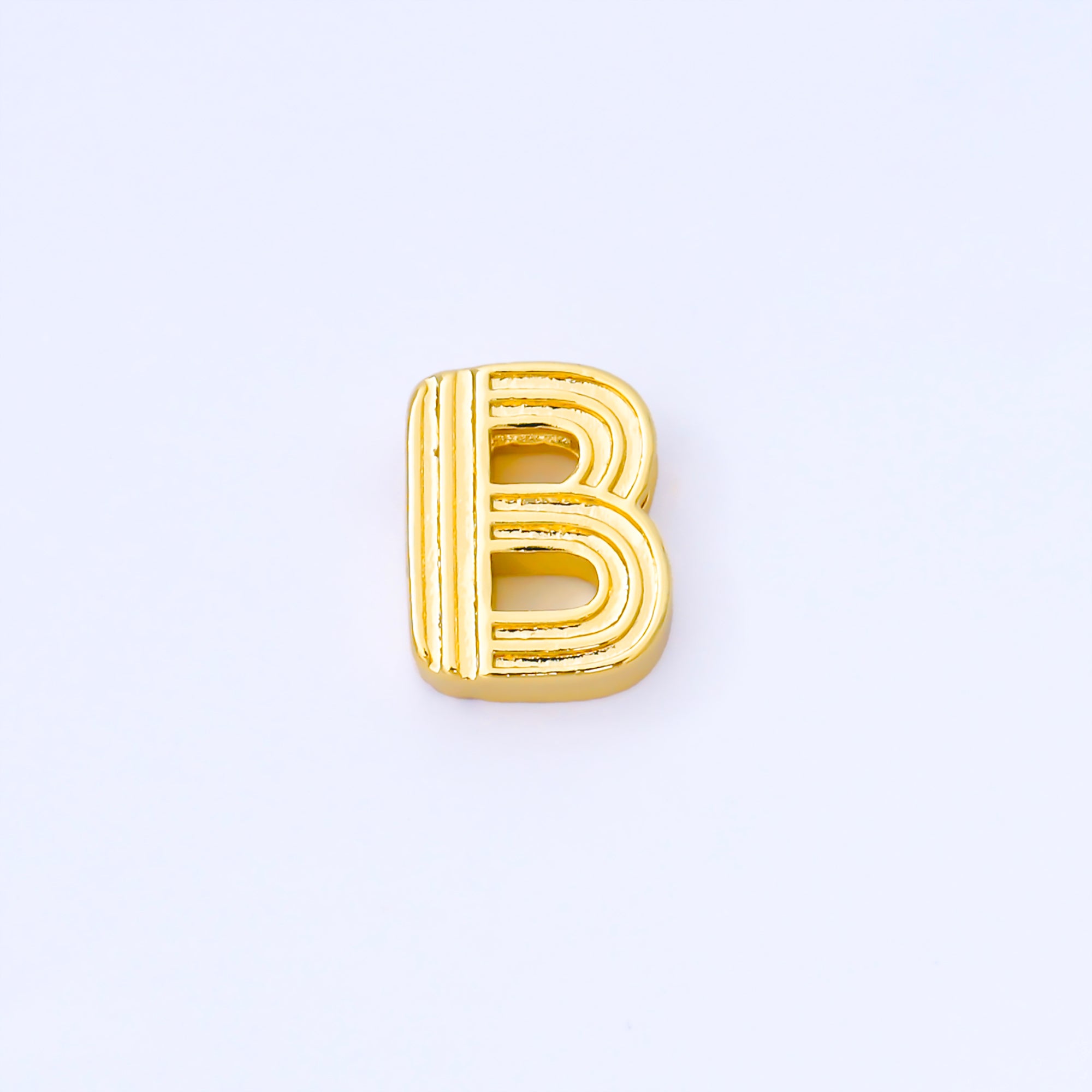 24K Gold Filled 15mm Initial Letter Alphabet Groovy Initial Spacer Bead | AF066 - AF078