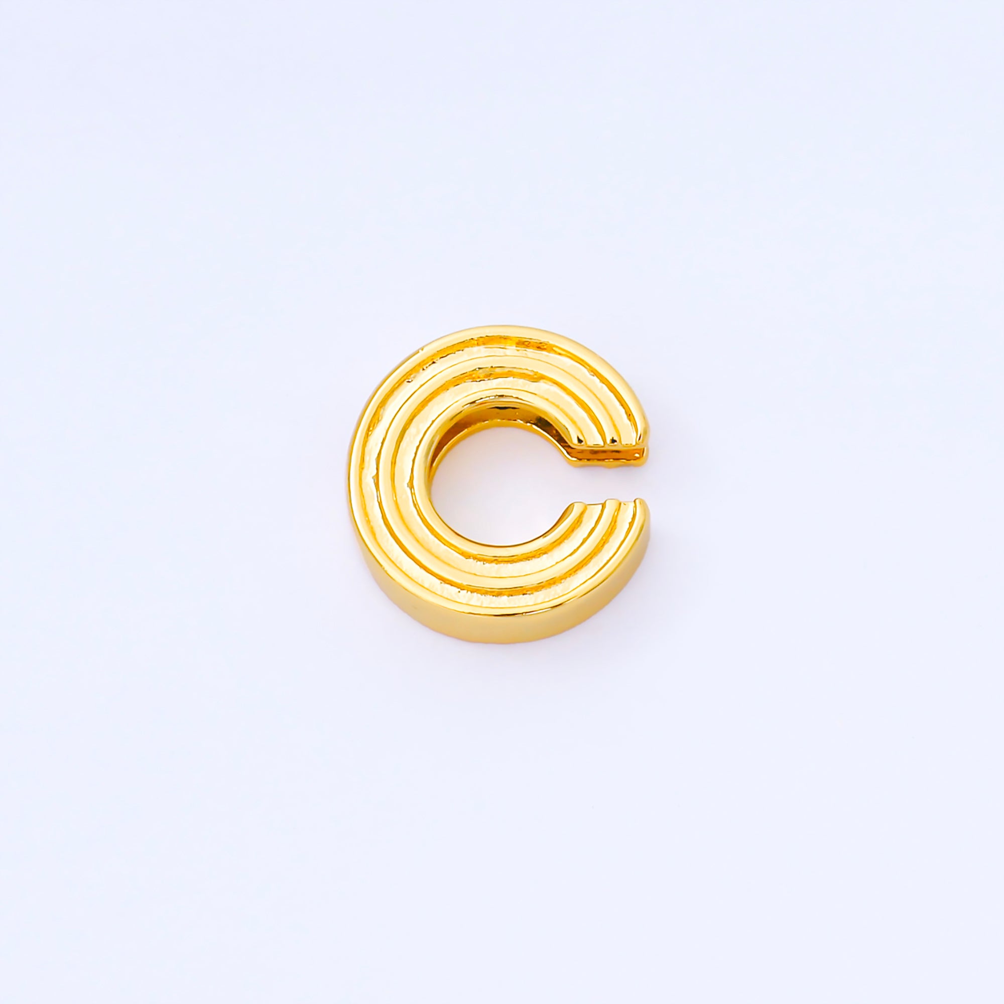 24K Gold Filled 15mm Initial Letter Alphabet Groovy Initial Spacer Bead | AF066 - AF078