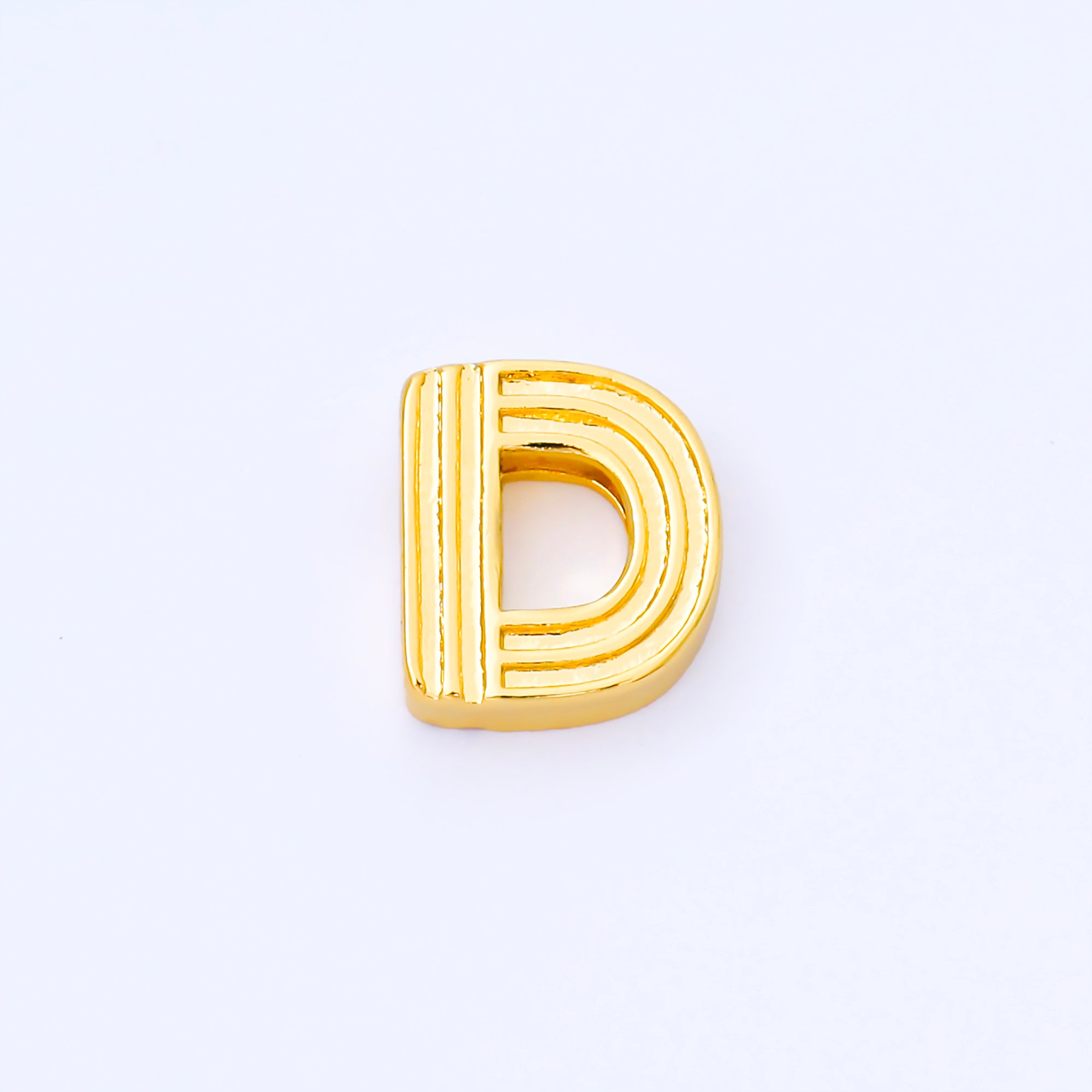 24K Gold Filled 15mm Initial Letter Alphabet Groovy Initial Spacer Bead | AF066 - AF078