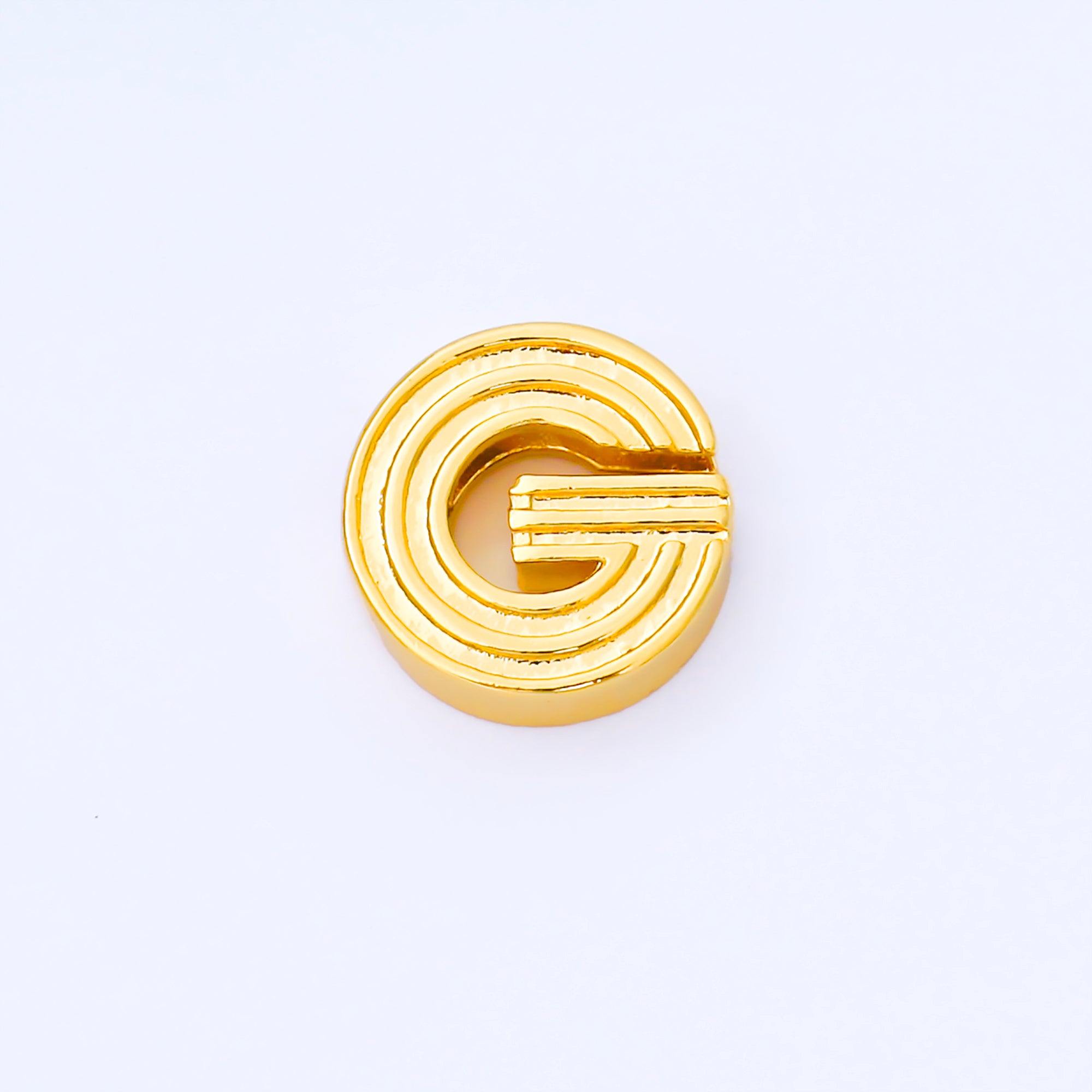 24K Gold Filled 15mm Initial Letter Alphabet Groovy Initial Spacer Bead | AF066 - AF078