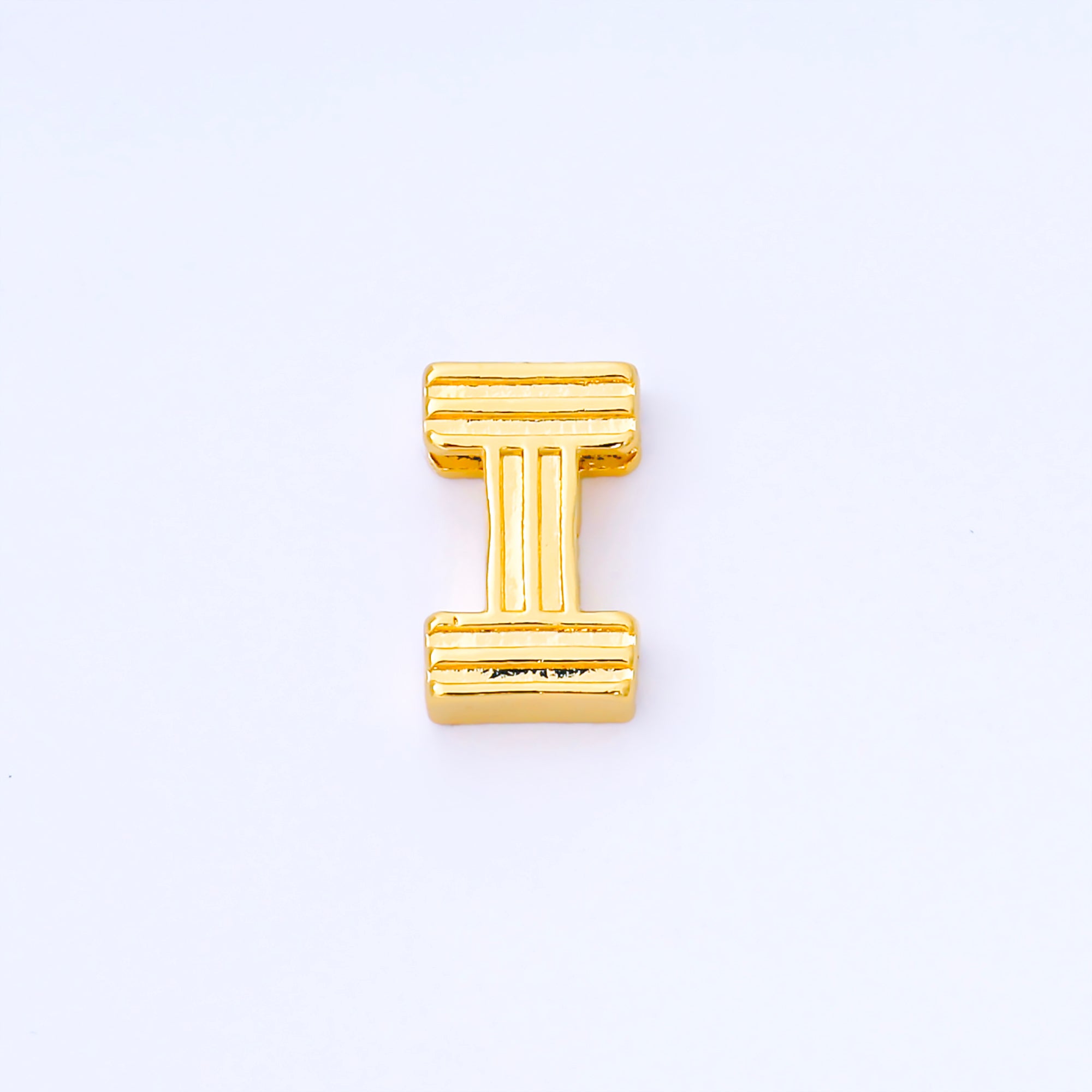 24K Gold Filled 15mm Initial Letter Alphabet Groovy Initial Spacer Bead | AF066 - AF078