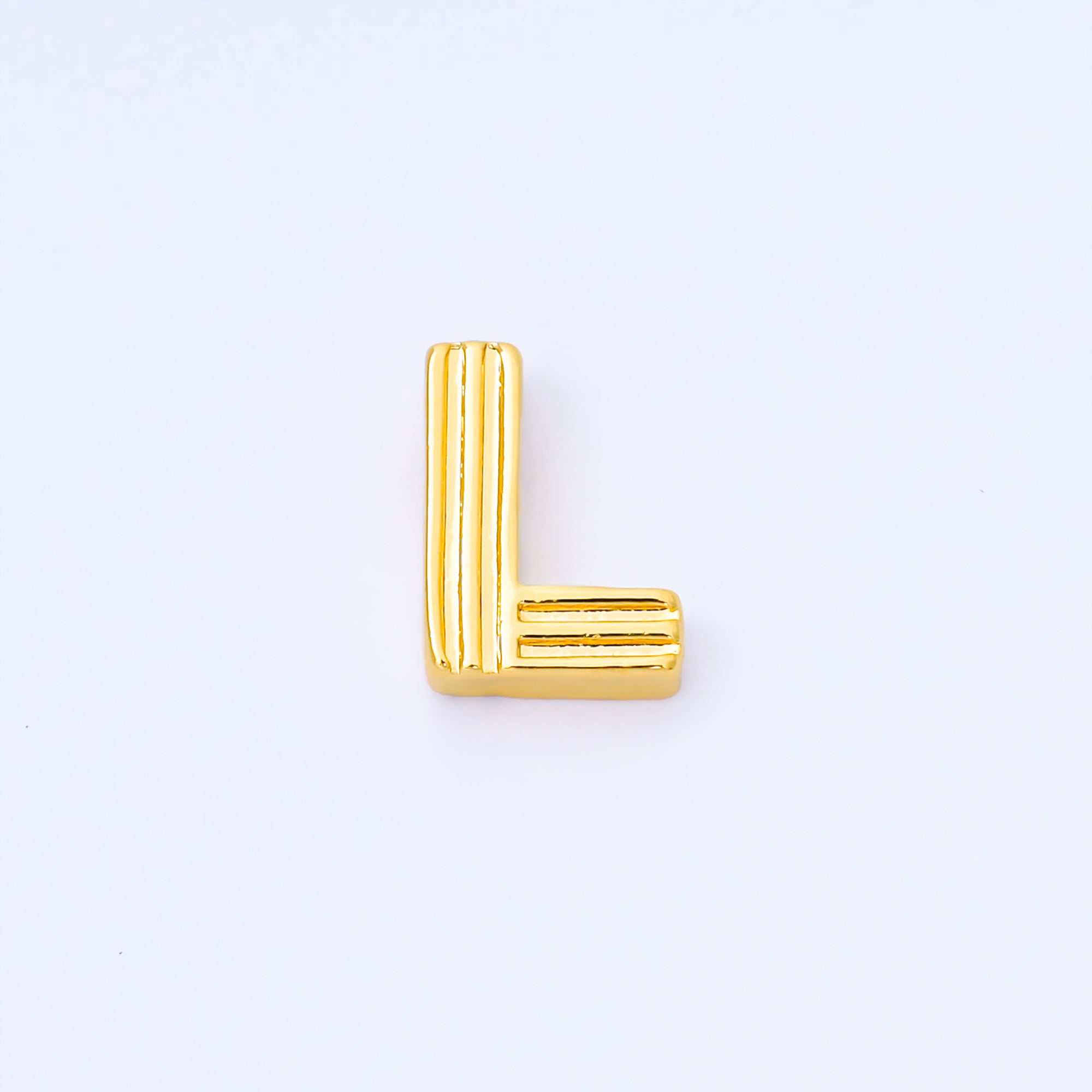 24K Gold Filled 15mm Initial Letter Alphabet Groovy Initial Spacer Bead | AF066 - AF078