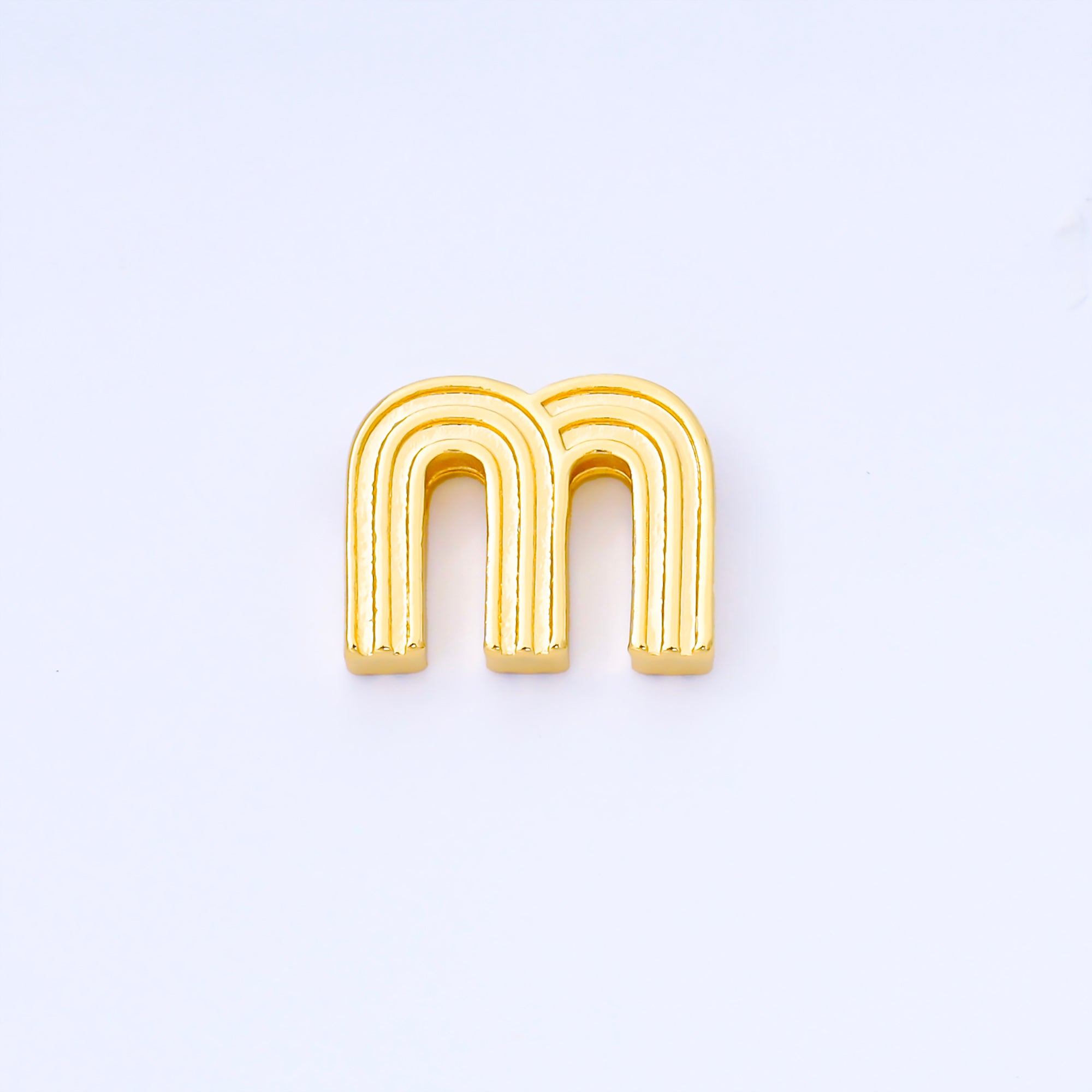 24K Gold Filled 15mm Initial Letter Alphabet Groovy Initial Spacer Bead | AF066 - AF078
