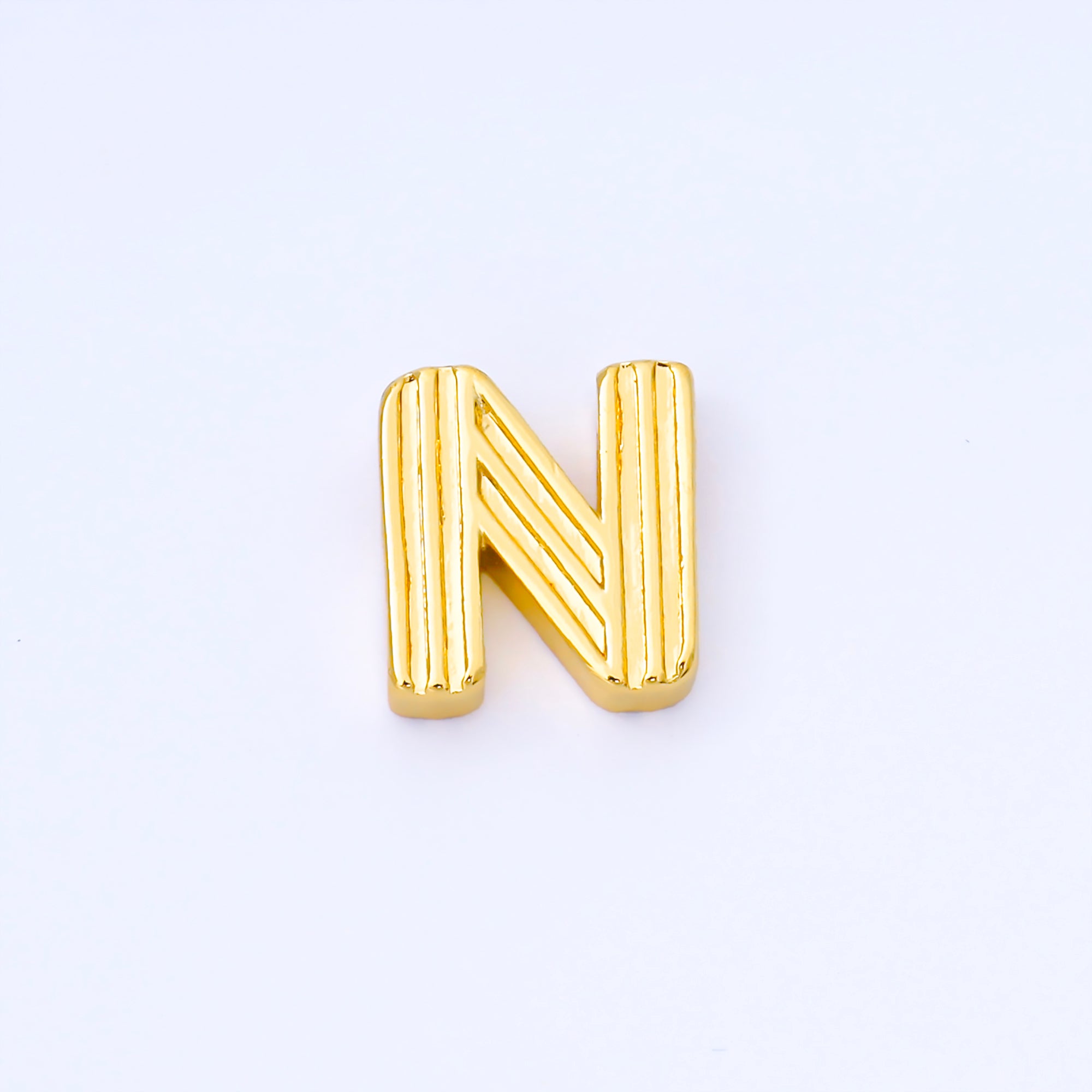 24K Gold Filled 15mm Initial Letter Alphabet Groovy Initial Spacer Bead | AF066 - AF078