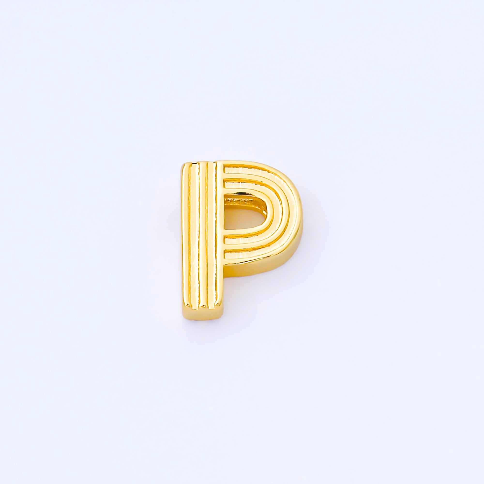 24K Gold Filled 15mm Initial Letter Alphabet Groovy Initial Spacer Bead | AF066 - AF078