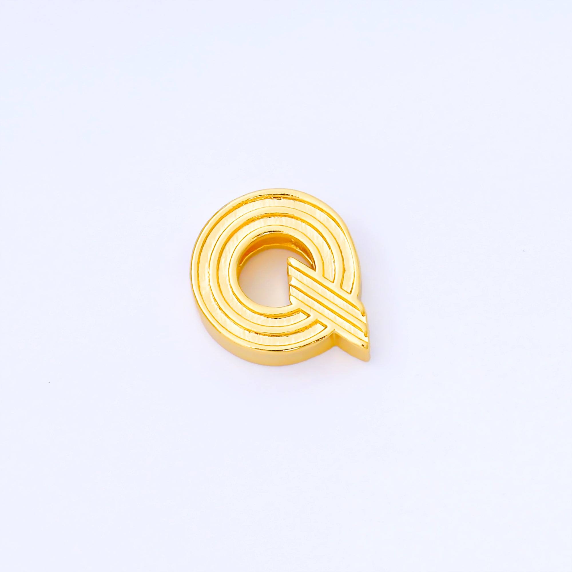 24K Gold Filled 15mm Initial Letter Alphabet Groovy Initial Spacer Bead | AF066 - AF078