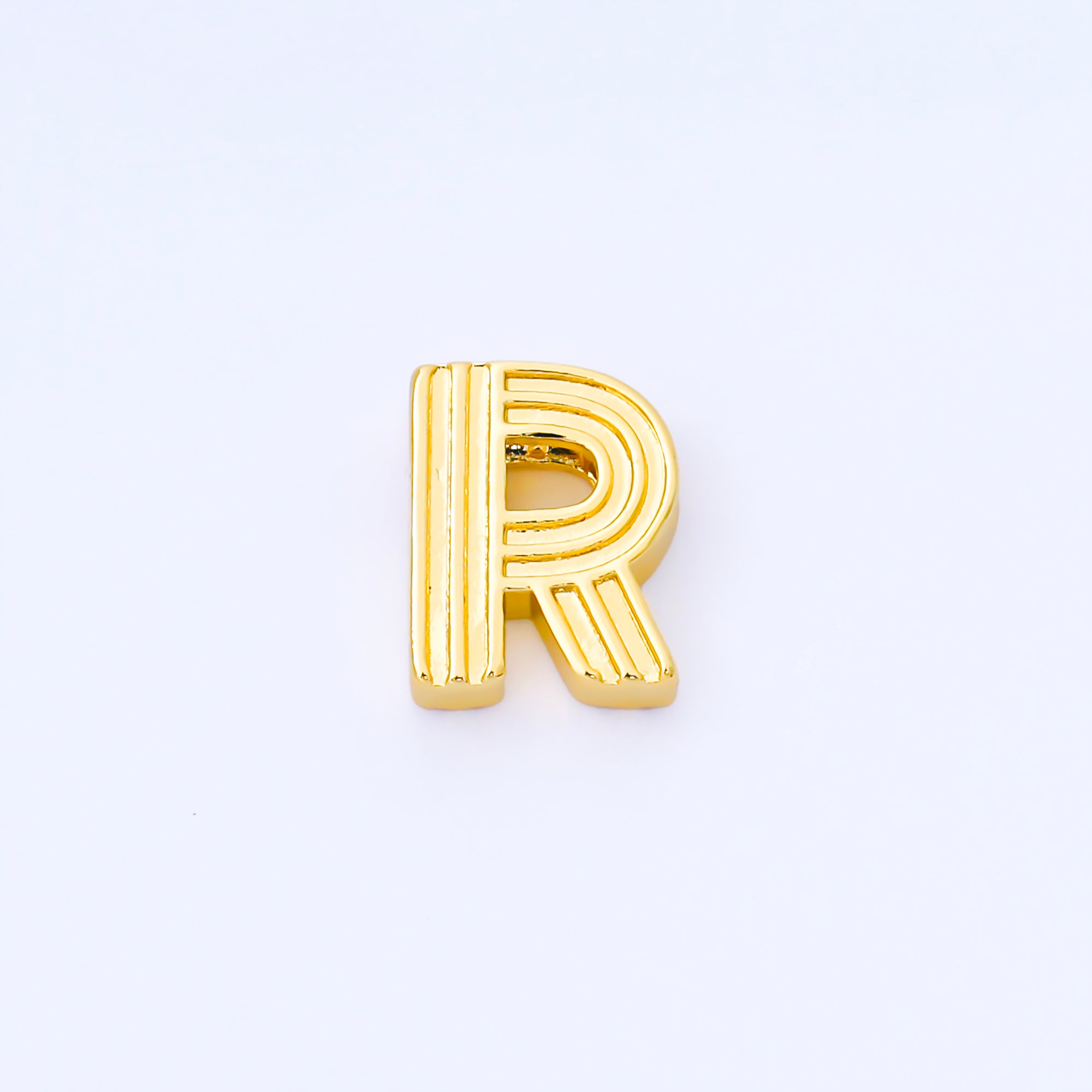 24K Gold Filled 15mm Initial Letter Alphabet Groovy Initial Spacer Bead | AF066 - AF078