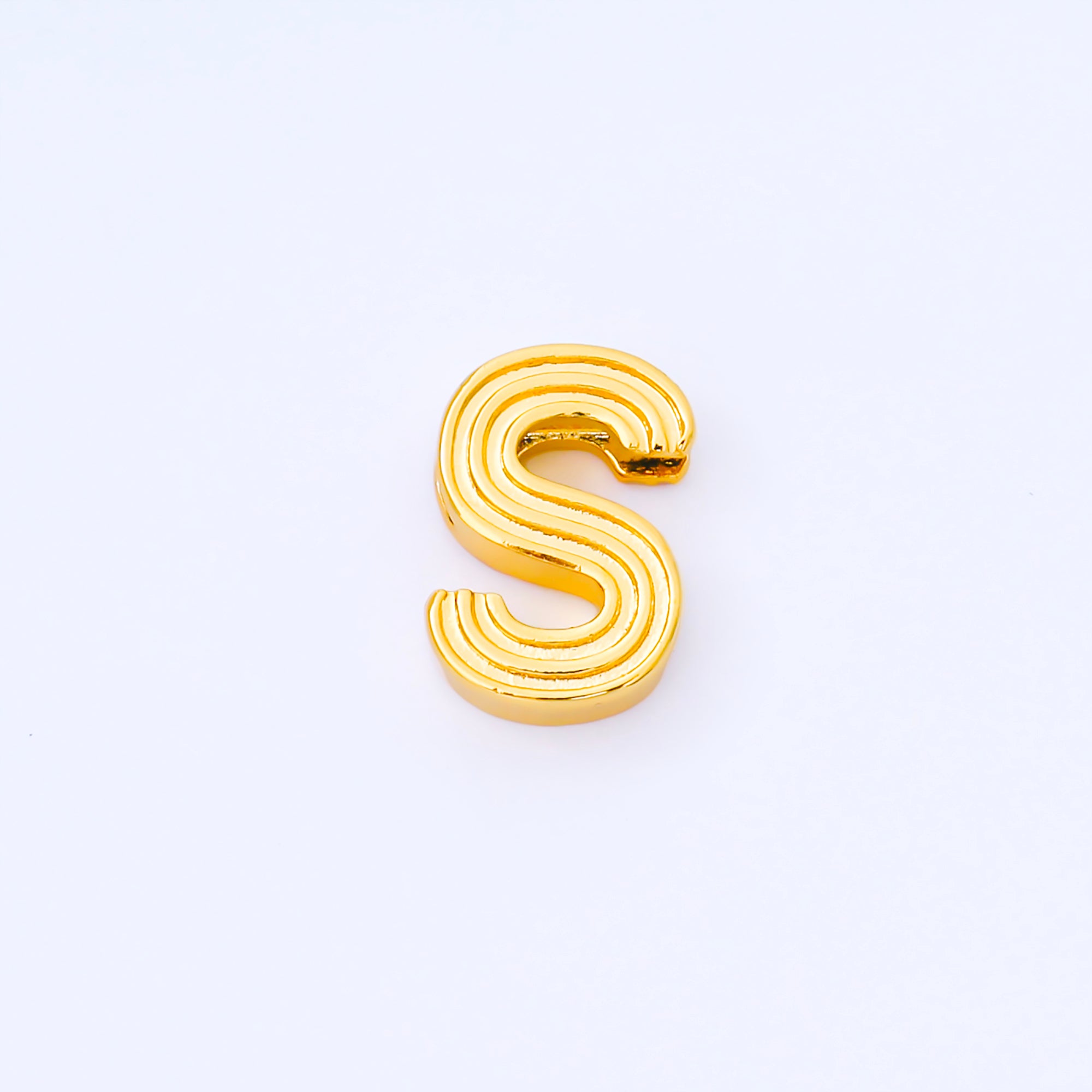 24K Gold Filled 15mm Initial Letter Alphabet Groovy Initial Spacer Bead | AF066 - AF078