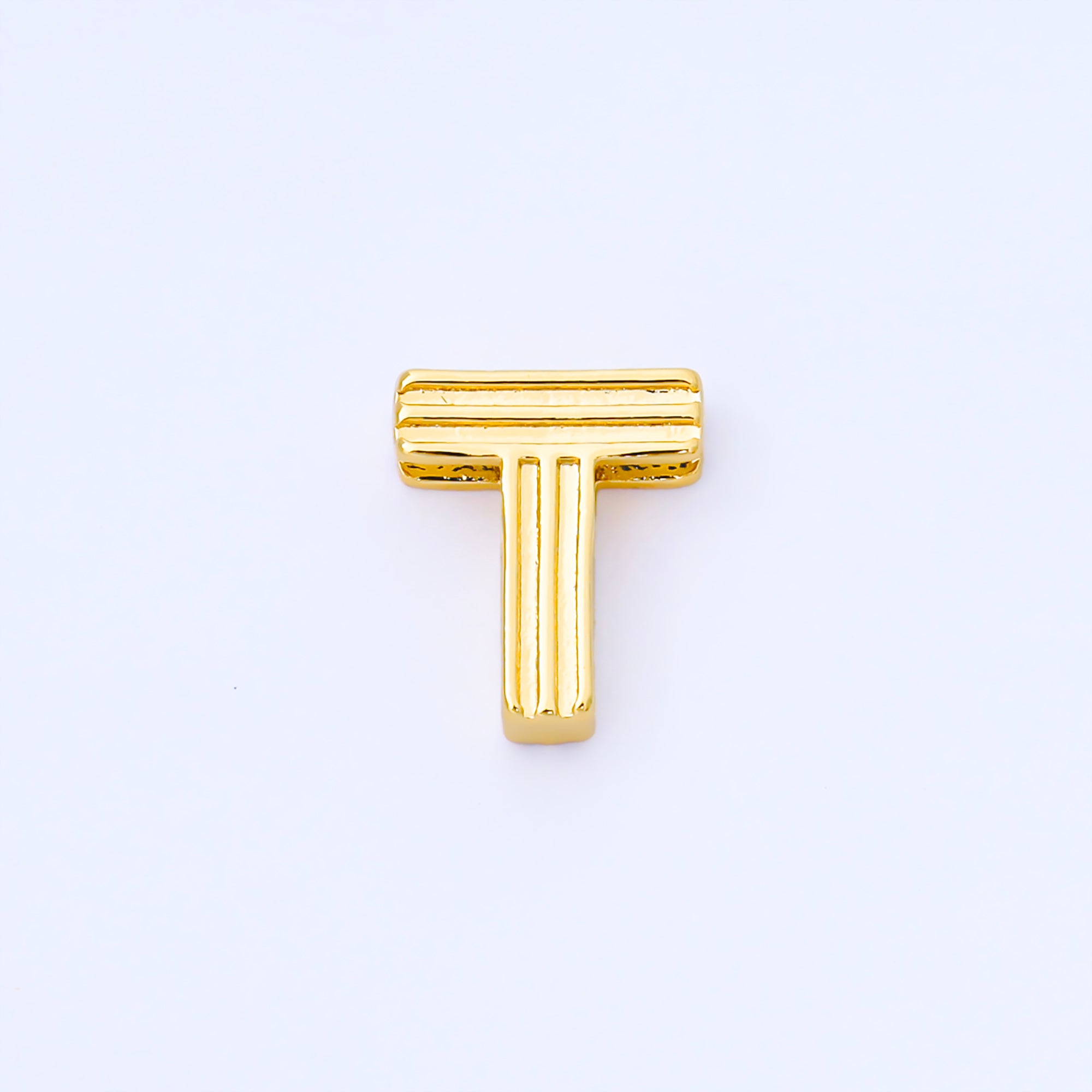 24K Gold Filled 15mm Initial Letter Alphabet Groovy Initial Spacer Bead | AF066 - AF078