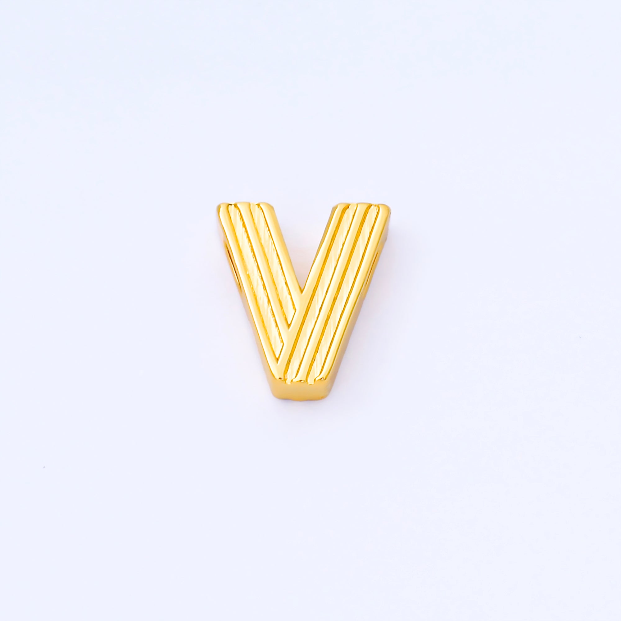 24K Gold Filled 15mm Initial Letter Alphabet Groovy Initial Spacer Bead | AF066 - AF078